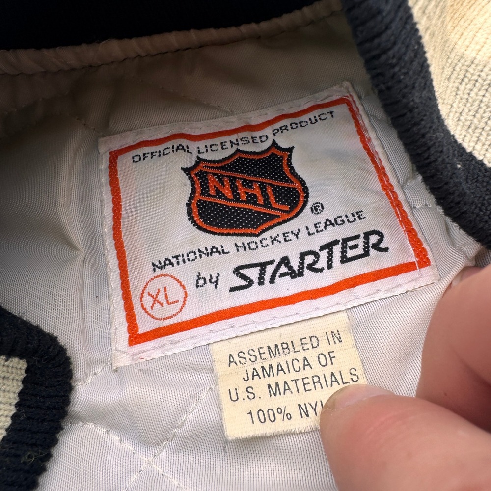 Vintage‎ Starter Los Angeles Kings NHL Satin Varsity Bomber Jacket Black X 90sL - Picture 6 of 11